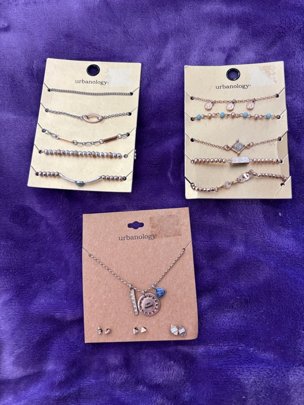Urbanology Gold and Silver Layered Bracelet & Necklace Set x3